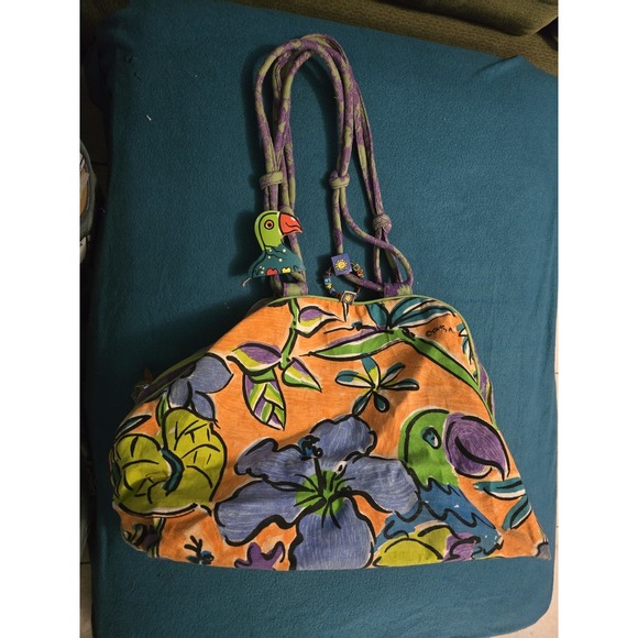 SALLY HUSS Tote with Charm and Handle Charm Bag Purse Multicolor Used - Picture 1 of 7